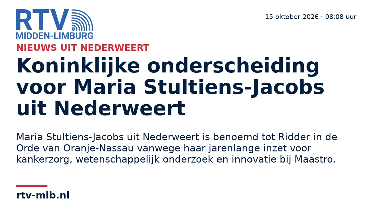 Koninklijke onderscheiding voor Maria Stultiens-Jacobs uit Nederweert — RTV Midden-Limburg