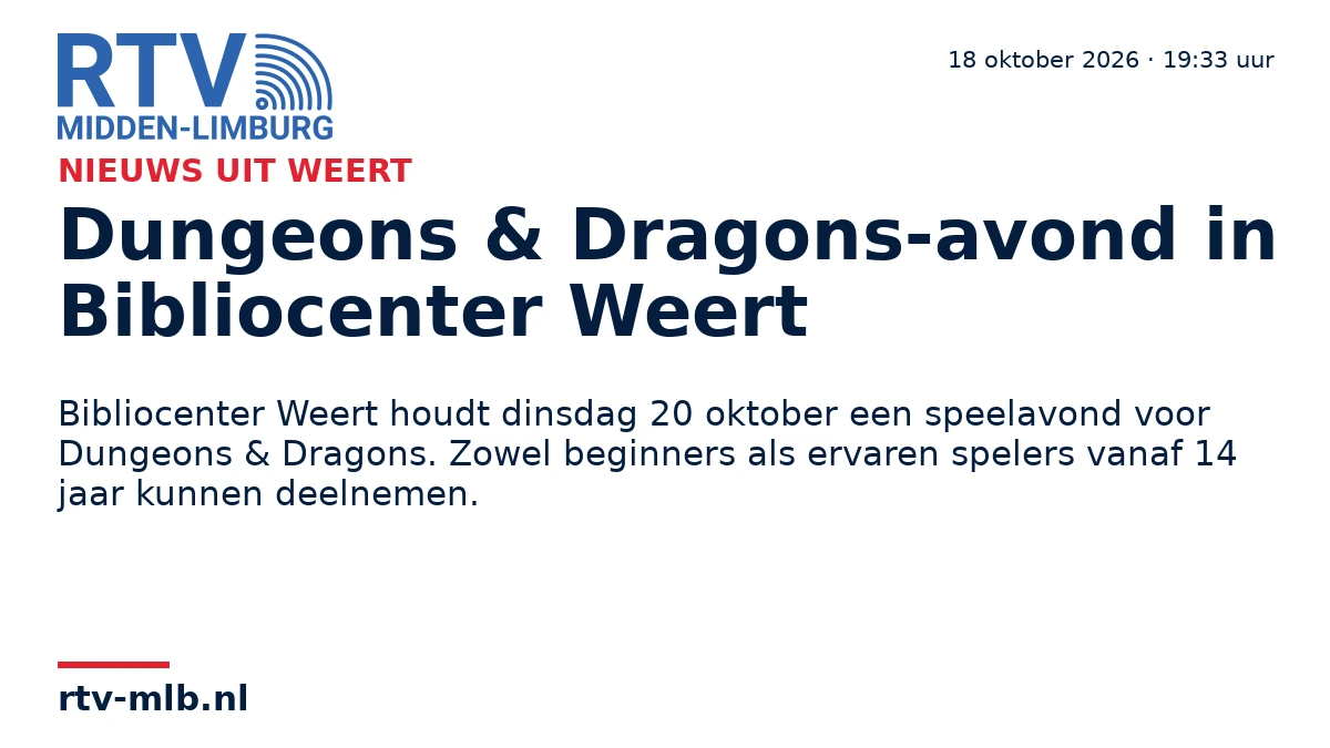 Dungeons & Dragons-avond in Bibliocenter Weert — RTV Midden-Limburg