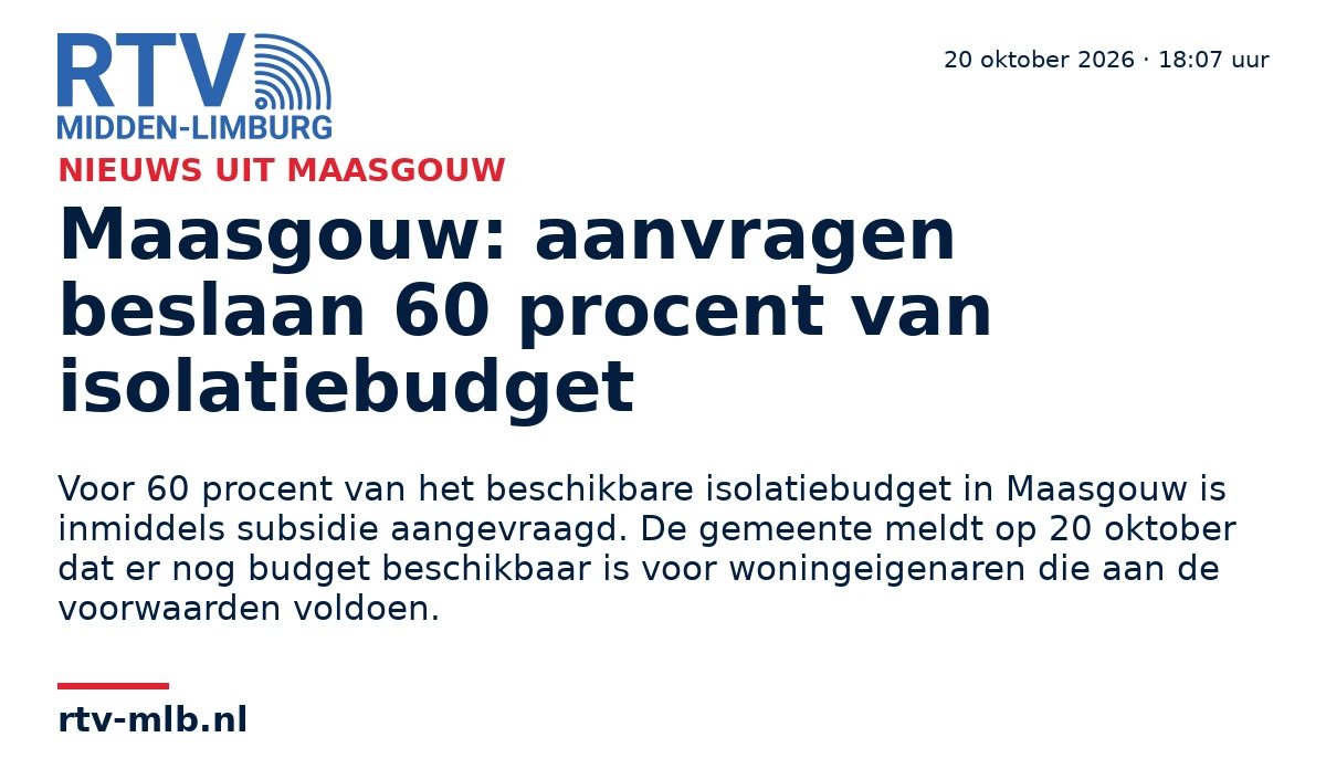 Maasgouw: aanvragen beslaan 60 procent van isolatiebudget — RTV Midden-Limburg