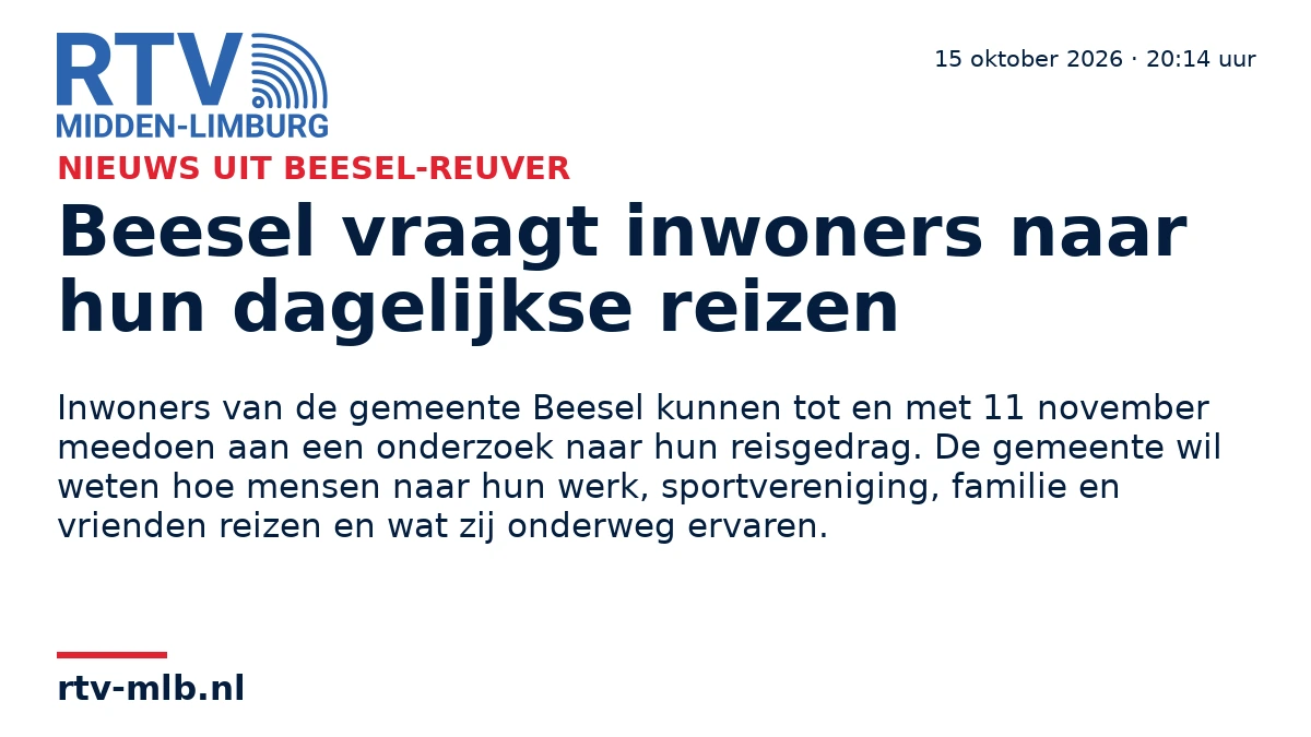 Beesel vraagt inwoners naar hun dagelijkse reizen — RTV Midden-Limburg