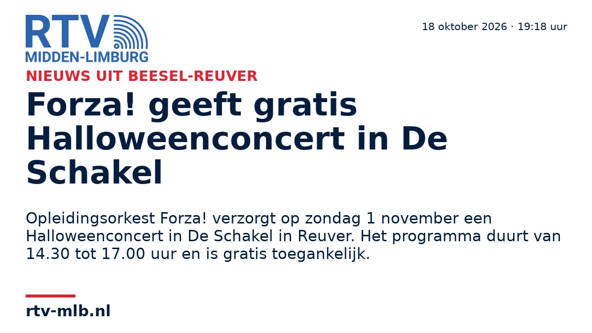Forza! geeft gratis Halloweenconcert in De Schakel — RTV Midden-Limburg
